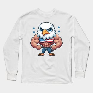 USA Muscular Bald Eagle Illustration Long Sleeve T-Shirt